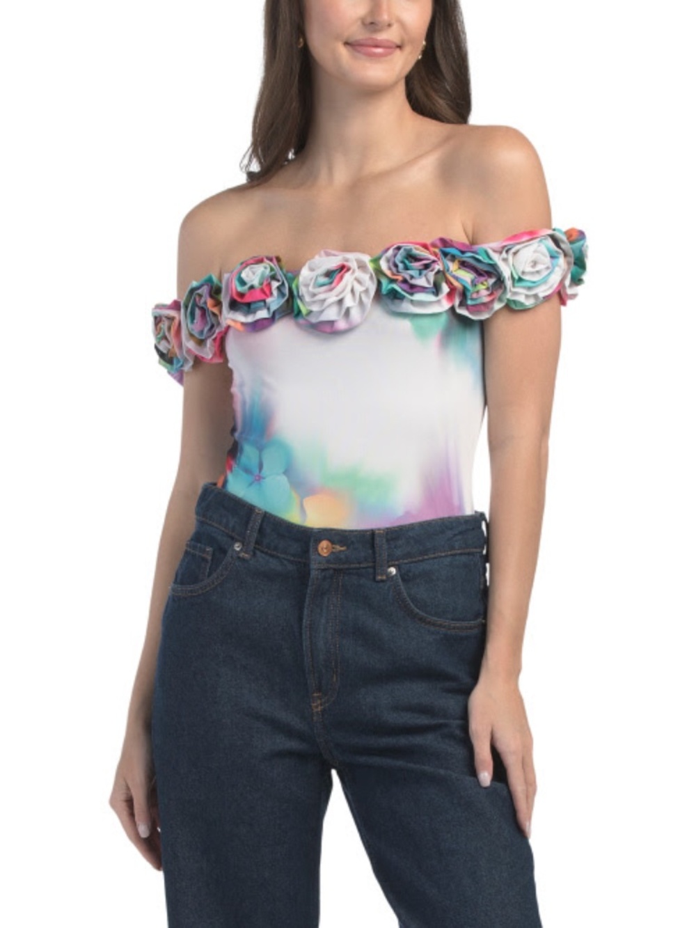 AFRM Solange OTS rosette body suit multicolor NWT
